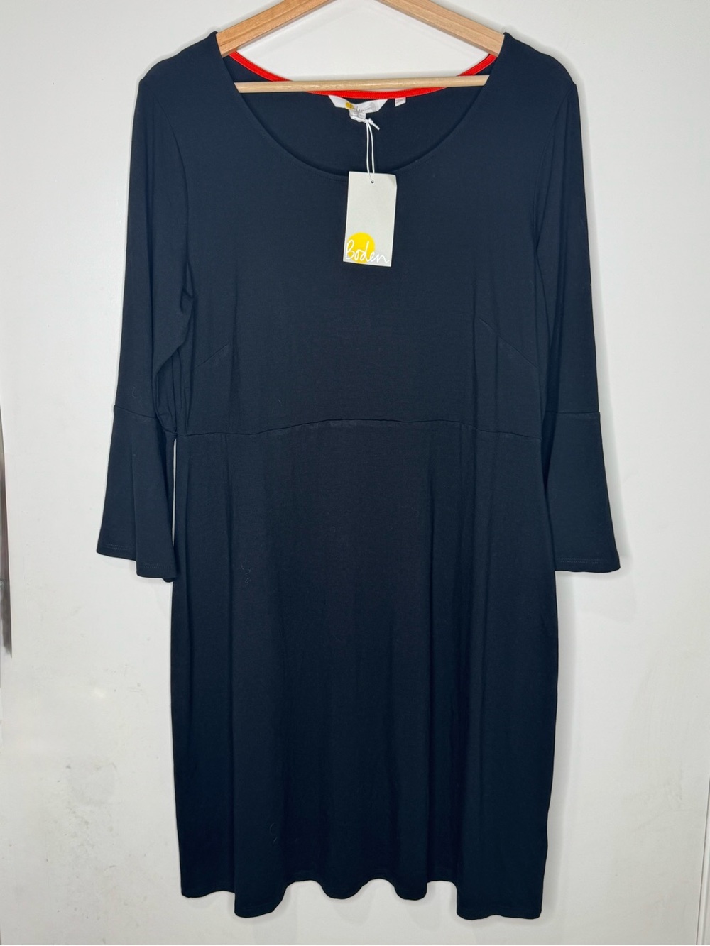 Boden Black Long-Sleeve Scoop Neck Dress Size 14